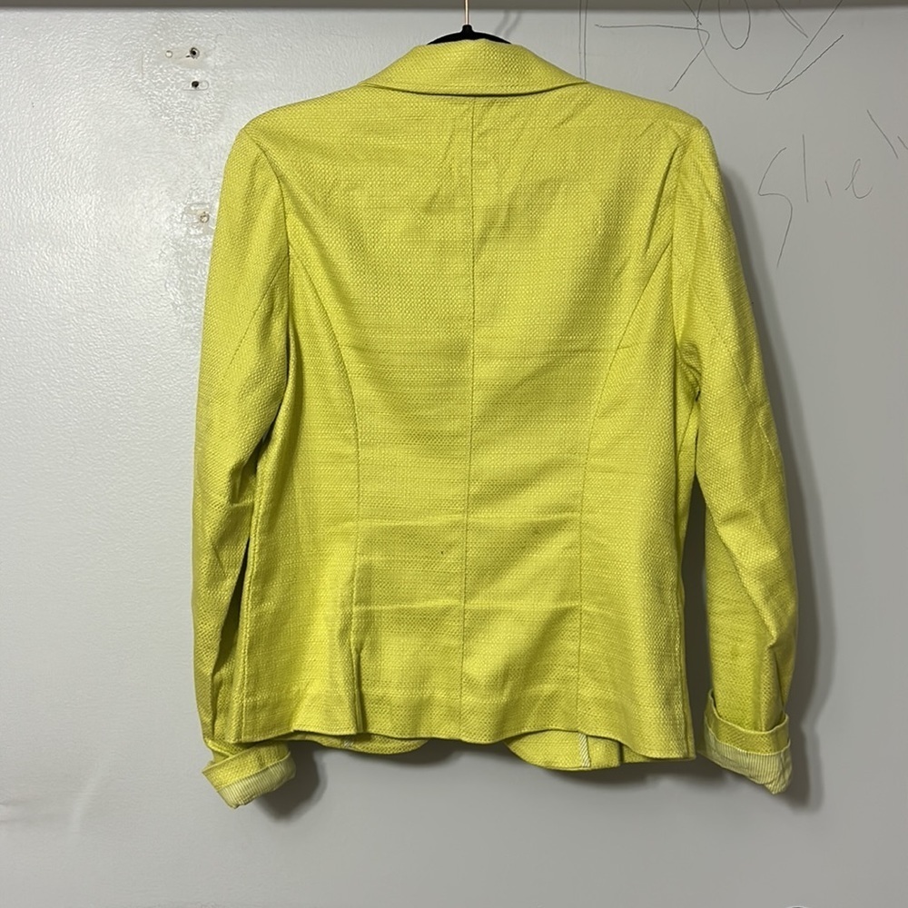 Spanner Chartreuse Yellow Cotton Blazer Women’s S… - image 5